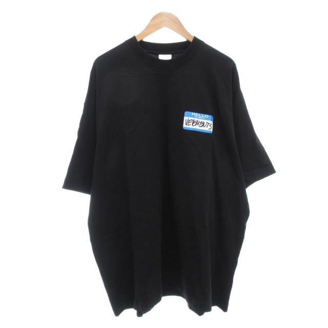 【中古】ヴェトモン ベトモン VETEMENTS LIMITED EDITION HELLO My Name Is Tシャツ M 半袖 ロゴ オーバーサイズ 黒
