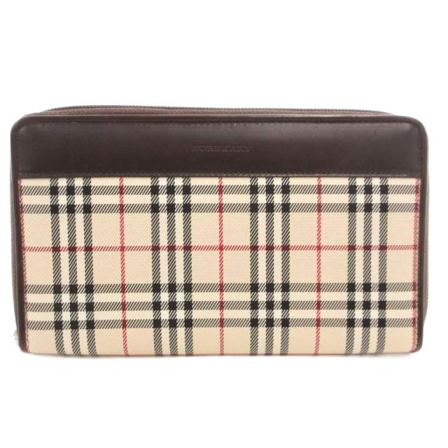 【中古】バーバリー ロンドン BURBERRY LONDON 長財布 オーガナイザー ウォレット ラウンドファスナー ノバチェック