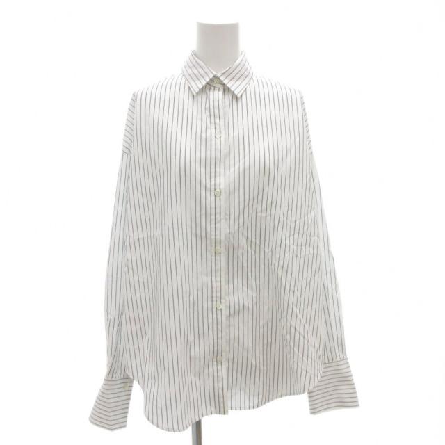 【中古】未使用品 アルアバイル allureville タグ付き コットンデザインスリーブブラウス シャツ 2 長袖 ストライプ