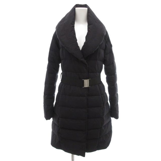 【中古】タトラス TATRAS VACCA ショールカラー ダウンコート ロング ベルト付き 02 黒 /UO レディース