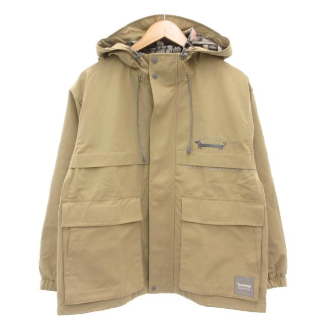 【中古】未使用品 グラニフ graniph タグ付き ナガスギルイヌ マウンテンパーカー S ジャケット フード ベージュ