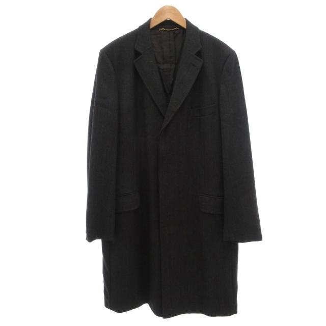 【中古】ドルチェ&ガッバーナ ドルガバ DOLCE&GABBANA 美品 チェスターコート 54 フロントフライ 比翼 ヘリンボーン