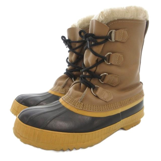 【中古】ソレル SOREL カリブー ウィンターブーツ スノーシューズ ショート ボア レースアップ レザー カナダ製 9