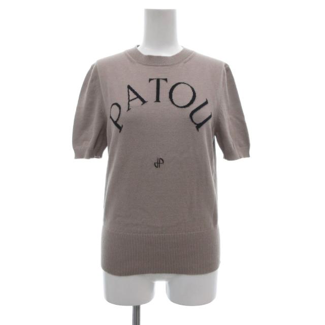 【中古】パトゥ PATOU パトゥジャカードニットトップス カットソー 半袖 オーガニックコットン混紡 M ベージュ系