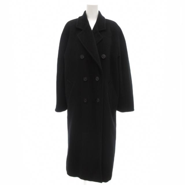 【中古】マックスマーラ MAX MARA 白タグ 101801 アイコンコート ロング ダブルブレスト ウール カシミヤ混 ブラック
