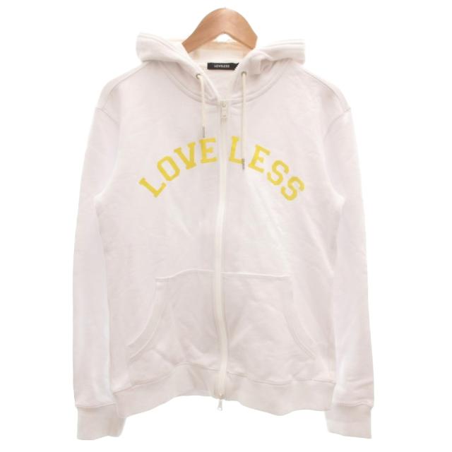 【中古】未使用品 ラブレス LOVELESS タグ付き ジップアップパーカー スウェット L アーチロゴ プリント 裏毛