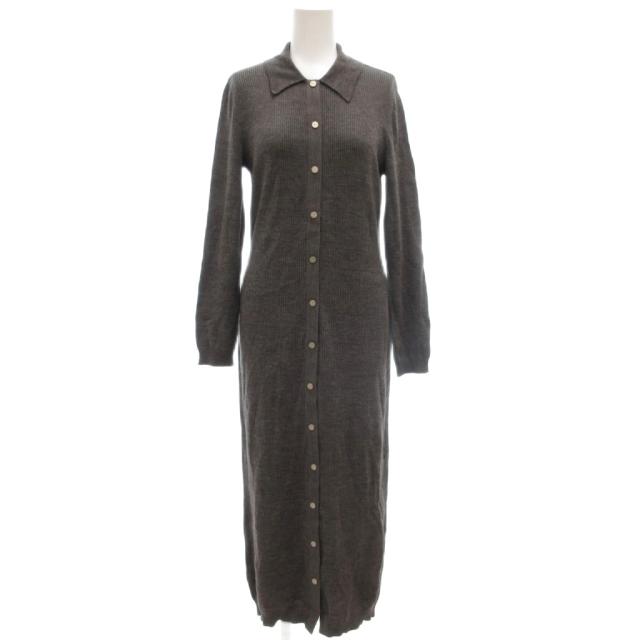 【中古】サルヴァトーレフェラガモ Salvatore Ferragamo ニットリブシャツワンピース S ロング 長袖 イタリア製