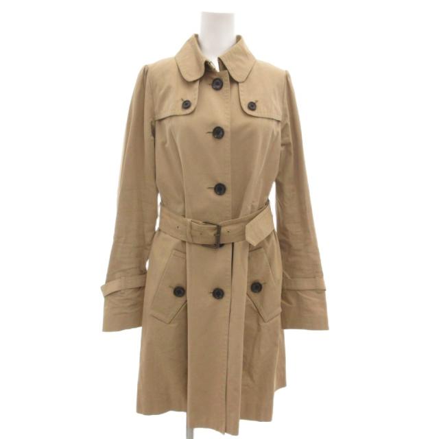 【中古】ブルーレーベルクレストブリッジ BLUE LABEL CRESTBRIDGE トレンチコート ロング 38 裏地チェック ベージュ