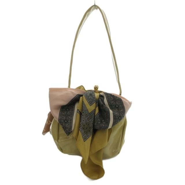 【中古】Sweet Heart by Lie Down I Think I Love You ショルダーバッグ がま口 スカーフ エナメル ベージュ