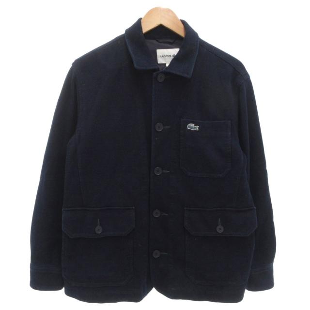 【中古】ラコステ LACOSTE インディゴピケカバーオール 鹿の子ジャケット ロゴ 刺繍 S 紺 ネイビー /FF メンズ