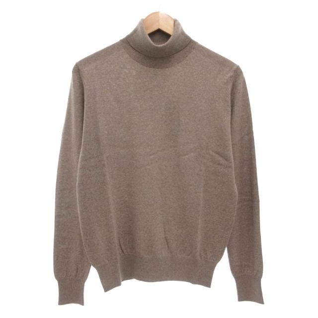 【中古】未使用品 五大陸 gotairiku タグ付き ニット セーター M 長袖 タートルネック ウール グレージュ