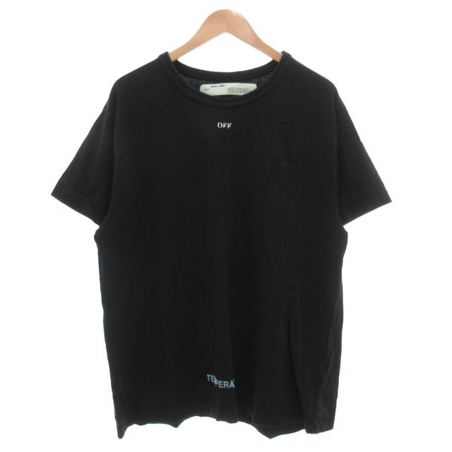 【中古】オフホワイト 18SS ダイアゴナル TEMPERATURE Tシャツ 半袖 M クルーネック ロゴ バックプリント