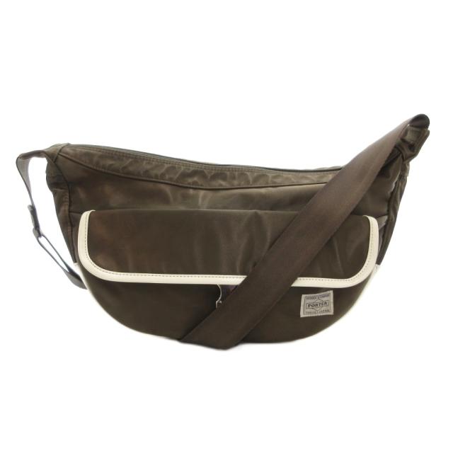 【中古】ポーター PORTER サックスバー コラボ ストーム ショルダーバッグ クロスボディ ナイロン カーキ /AE