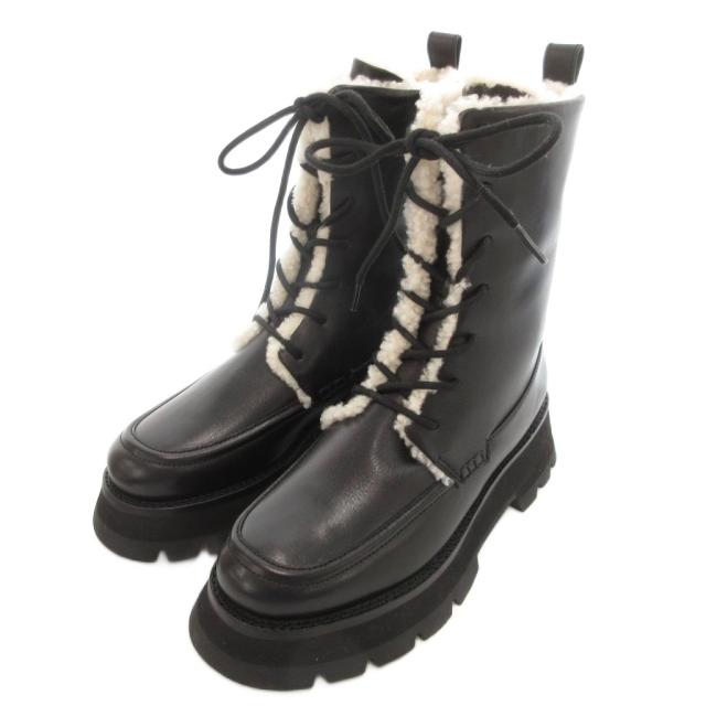 【中古】3.1 フィリップリム SHEARLING ケイト レースアップ コンバットブーツ 本革 レザー 裏ボア 37 ブラック /UO