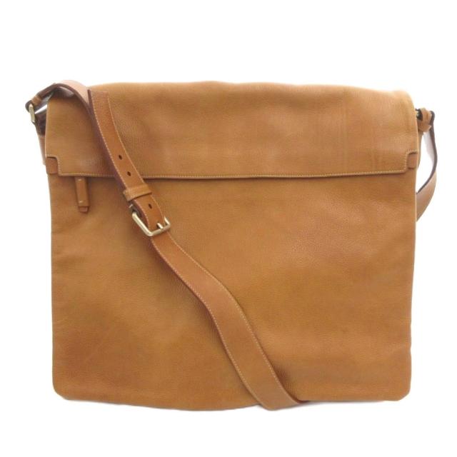 【中古】ジルサンダー JIL SANDER フラップ ショルダーバッグ メッセンジャー クロスボディ レザー ブラウン /UO