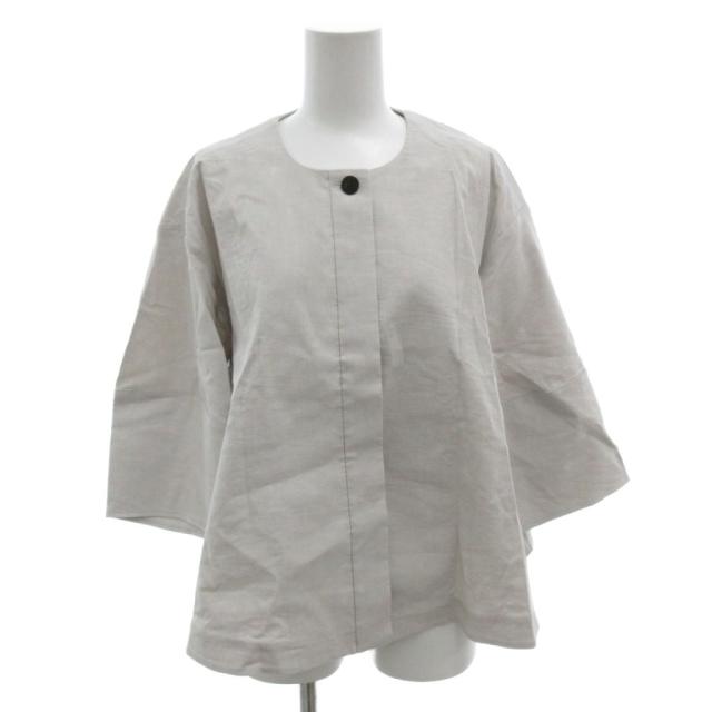 【中古】セオリーリュクス 25SS Lush Linen Khloe ノーカラージャケット ブルゾン リネン混 七分袖 38 グレー