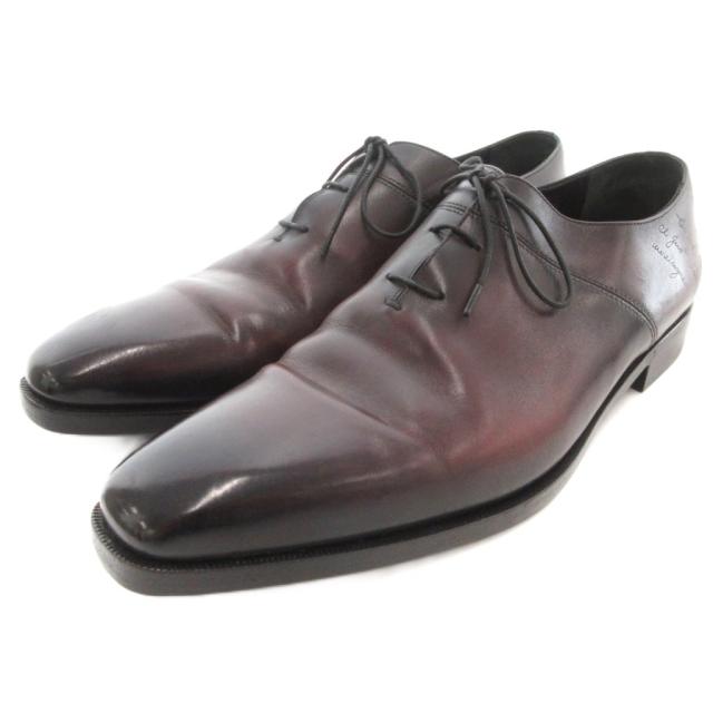 【中古】Berluti アレッサンドロ デムジュール オックスフォードシューズ スクリット パティーヌ レザー 赤茶系 9