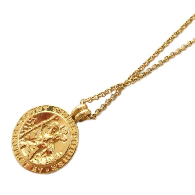 【中古】KY9 JM St Christopher コイン ネックレス ペンダント チェーン ゴールドカラー /FF レディース