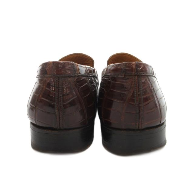 【中古】ジェイエムウエストン J.M.WESTON 旧ロゴ タッセル ローファー クロコダイル革 レザー 6.5 ブラウン_3