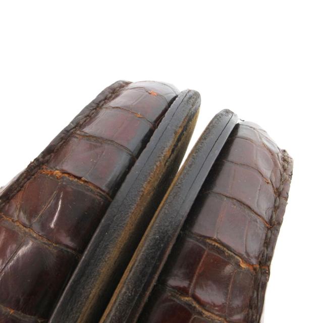 【中古】ジェイエムウエストン J.M.WESTON 旧ロゴ タッセル ローファー クロコダイル革 レザー 6.5 ブラウン_7