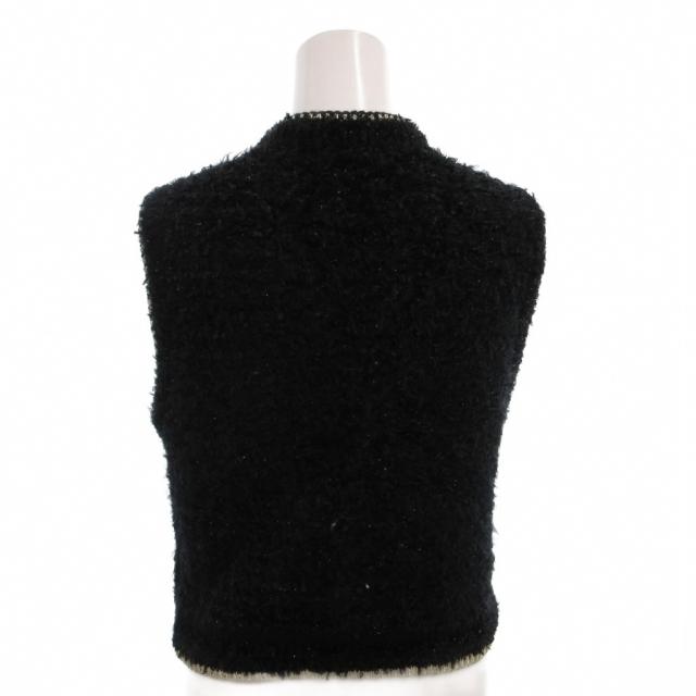 【中古】ルルロジェッタ ルールロジェット Fancy wool vest ツイードベスト ビジューボタン ラメ ニット 1 黒_1