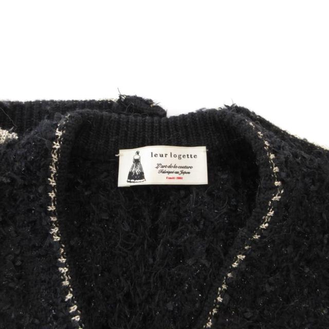 【中古】ルルロジェッタ ルールロジェット Fancy wool vest ツイードベスト ビジューボタン ラメ ニット 1 黒_4