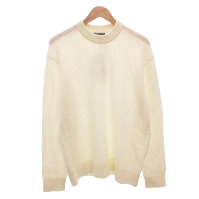 【中古】未使用品 セオリー Theory タグ付き 25AW ニット セーター 長袖 ウール クルーネック カシミヤ混 長袖 M 白