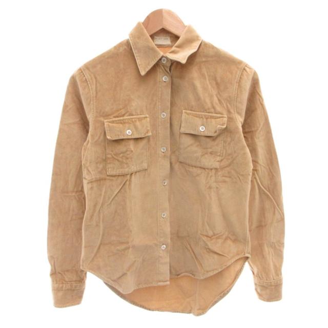 【中古】ヘルムートラング HELMUT LANG 本人期 90s ヴィンテージ シャツ 長袖 ベロア GTRタグ コットン S ベージュ