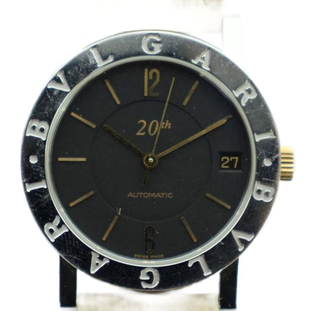 【中古】ブルガリ BVLGARI 20th 腕時計 自動巻き 裏スケルトン BB33SLD 黒文字盤 1500本限定 シルバー色