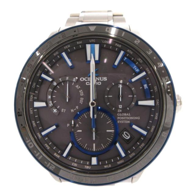 【中古】カシオ CASIO オシアナス 腕時計 Bluetooth搭載GPS 電波ソーラー OCW-G1200-1AJF 紺文字盤 シルバーカラー