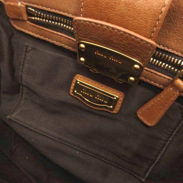 【中古】ミュウミュウ miumiu マテラッセ 2WAY ハンドバッグ ショルダー ロゴ ゴールド金具 茶 ブラウン RN0473_6