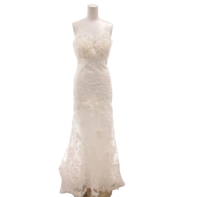 【中古】DRESS PRODUCTION キャミソールドレス ワンピース ロング マキシ 花レース ノースリーブ 14051 白