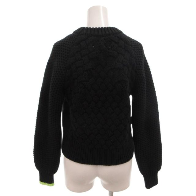 【中古】エムエムシックス メゾンマルジェラ 15AW ニット セーター 長袖 ショート丈 ケーブル編み コットン M 黒_1