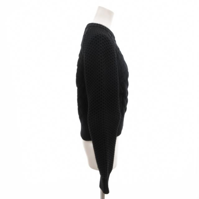 【中古】エムエムシックス メゾンマルジェラ 15AW ニット セーター 長袖 ショート丈 ケーブル編み コットン M 黒_2
