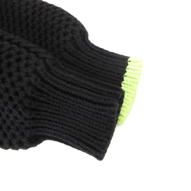 【中古】エムエムシックス メゾンマルジェラ 15AW ニット セーター 長袖 ショート丈 ケーブル編み コットン M 黒_4