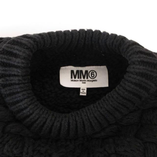 【中古】エムエムシックス メゾンマルジェラ 15AW ニット セーター 長袖 ショート丈 ケーブル編み コットン M 黒_5