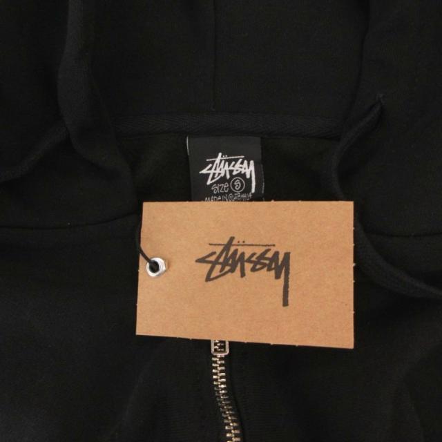 【中古】未使用品 ステューシー タグ付き WORLD TOUR ZIP HOOD ジップアップパーカー フーディ バックプリント S 黒_5