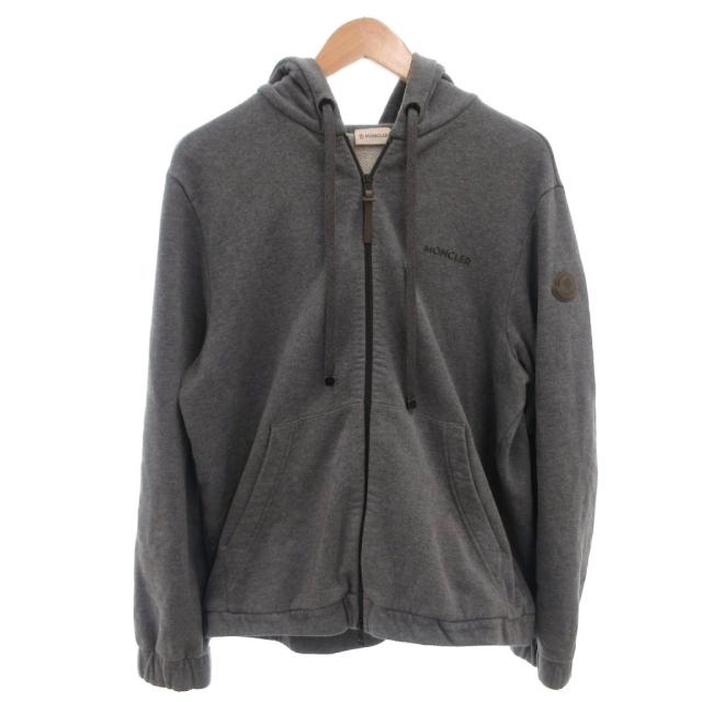 【中古】モンクレール MONCLER 25AW FELPA APERTA CON ZIP ジップアップパーカー フーディ スウェット グレー M