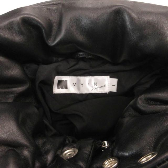 【中古】MYIN.homme LEATHER DOWN JACKET レザーダウンジャケット ブルゾン シープスキン L 黒 ブラック /FF メンズ_6