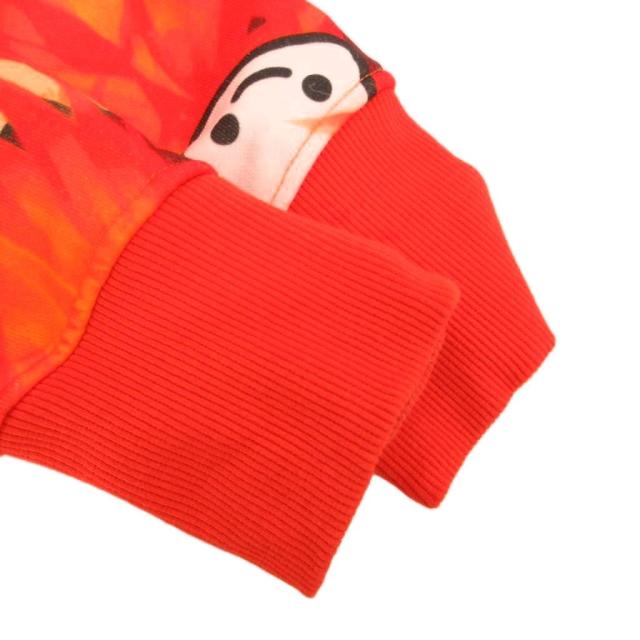 【中古】キューン CUNE 炎いぬちゃん パーカー フーディ プルオーバー スウェット 裏毛 総柄 長袖 3 オレンジ_4