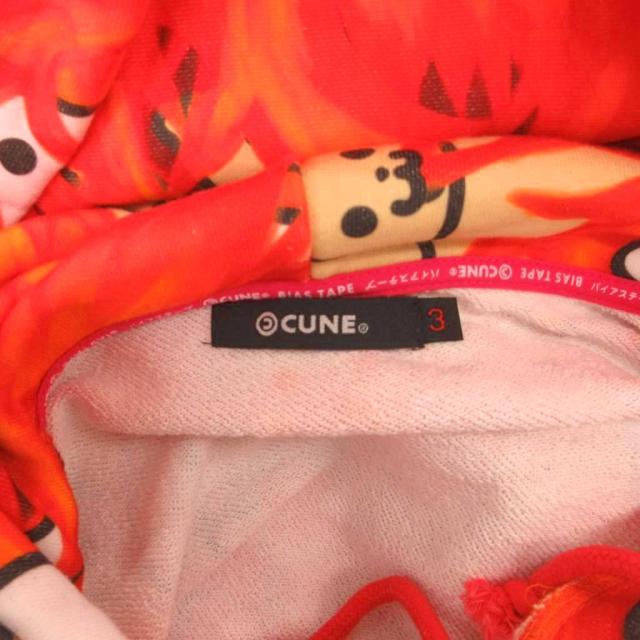 【中古】キューン CUNE 炎いぬちゃん パーカー フーディ プルオーバー スウェット 裏毛 総柄 長袖 3 オレンジ_6