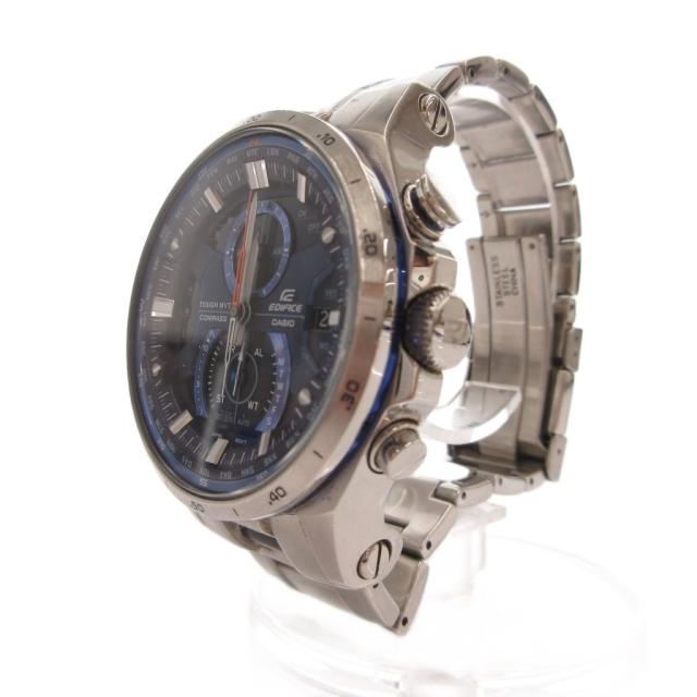 【中古】カシオ CASIO EDIFICE 腕時計 ウォッチ アナログ 電波ソーラー カレンダー 文字盤ネイビー シルバーカラー_1