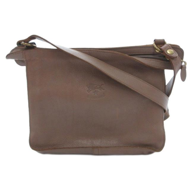 【中古】イルビゾンテ IL BISONTE ショルダーバッグ クロスボディ ロゴ 型押し レザー 茶 ブラウン /FF レディース