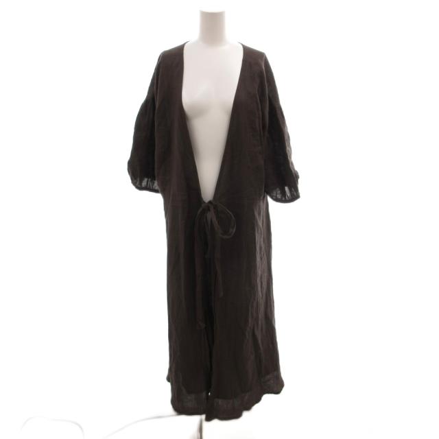 【中古】アパルトモン ドゥーズィエムクラス CLASSE 20SS Linen Madam Dress ワンピース ドレス リネン 長袖 茶