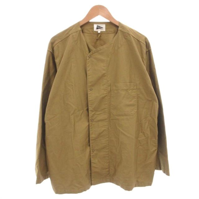 【中古】ピルグリムサーフ+サプライ Pilgrim Surf+Supply ブルーノノーカラーシャツ スナップボタン 長袖 L 茶