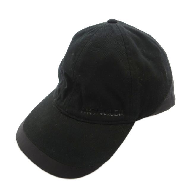 【中古】モンクレール MONCLER ベースボール キャップ 帽子 ロゴ プリント 黒 ブラック /FF メンズ