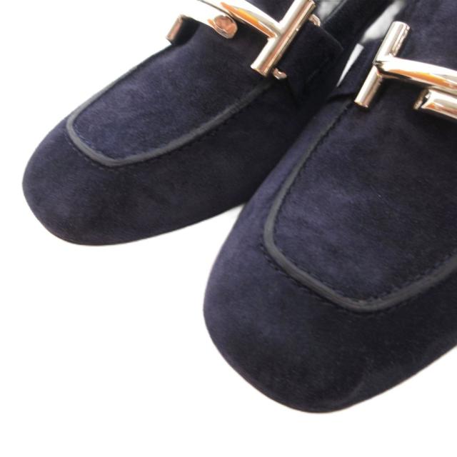 【中古】トッズ TOD'S Gomma T70 Maxi Doppia T パンプス シューズ ハイヒール チャンキーヒール スエードクロス 38.5 紺