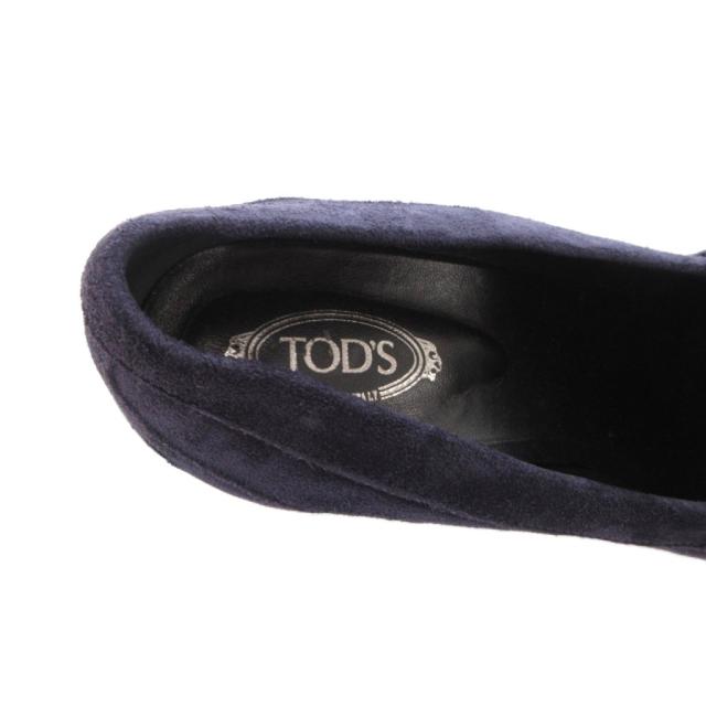 【中古】トッズ TOD'S Gomma T70 Maxi Doppia T パンプス シューズ ハイヒール チャンキーヒール スエードクロス 38.5 紺