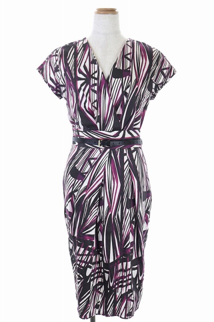 中古 マックスマーラ Max Mara ワンピース 総柄 ロング ベルト付き フレンチスリーブ 40 紫 白 黒 Kn レディースの通販はau Pay マーケット ブランド古着のベクトル