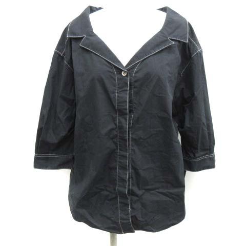 【中古】サヤカデイヴィス SAYAKA DAVIS 2 M シャツ ブラウス 七分袖 紺 ネイビー /EK  レディースの通販は